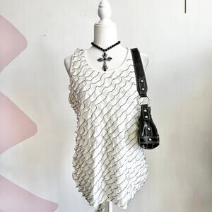 White Ruffle‎ Tank Top, Coquette Cottagecore Balletcore Vintage Angelcore Large